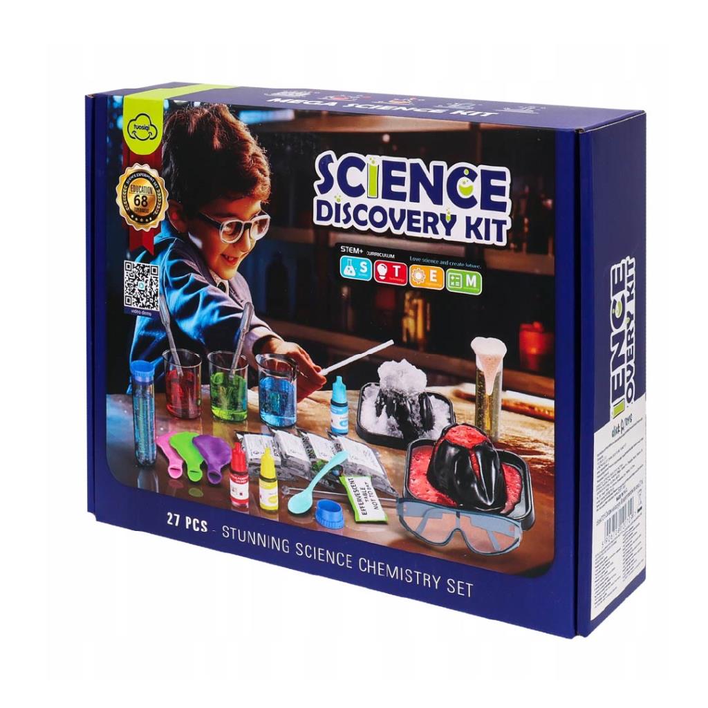 طقم اكتشاف العلوم – مجموعة تجارب كيمياء للأطفال (27 قطعة)